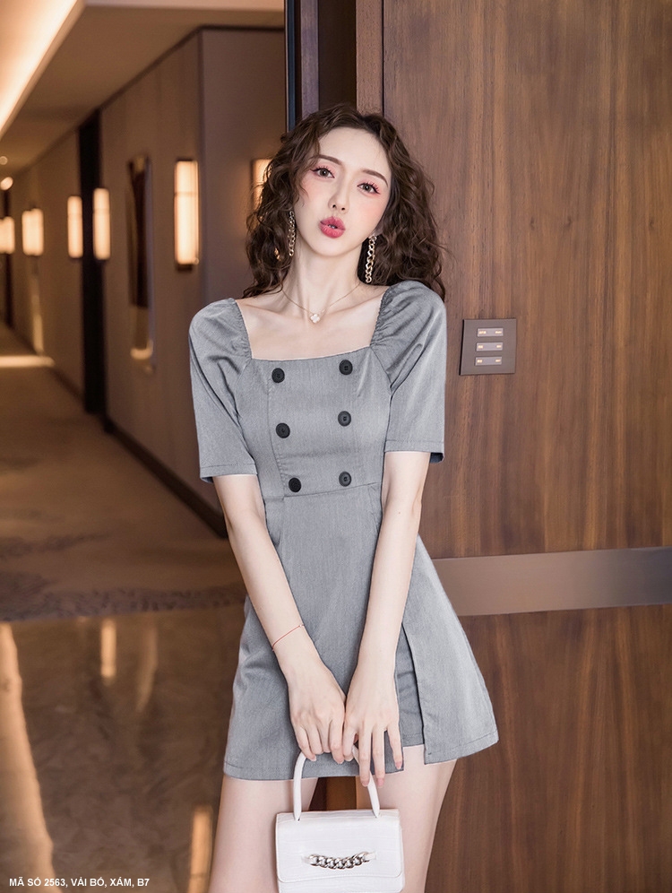 MYDU SHOP - MS 2563 | Set Bộ Cổ Vuông 6 Nút Trước Ngực – Trẻ Trung & Cá Tính Nhẹ Nhàng