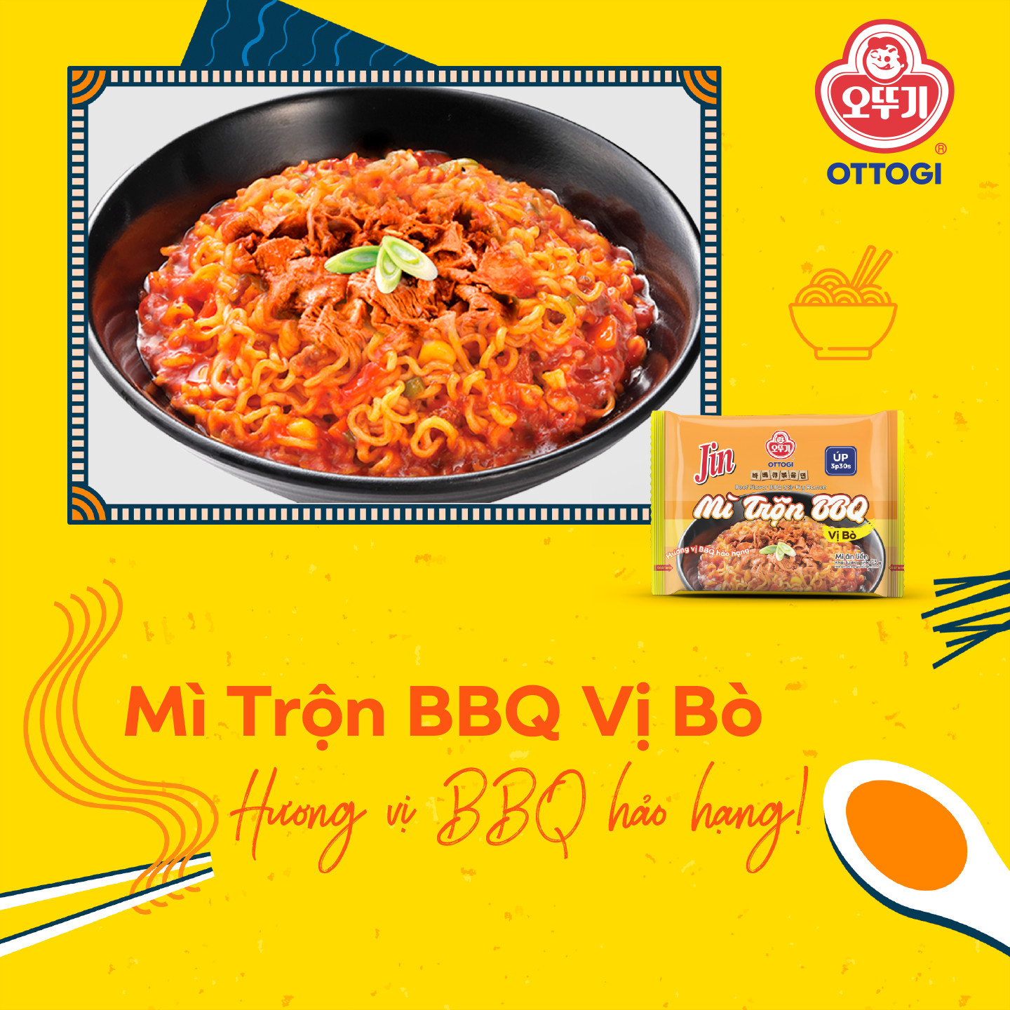 Combo 5 gói mì trộn Ottogi mini - Mì cay Hàn Quốc