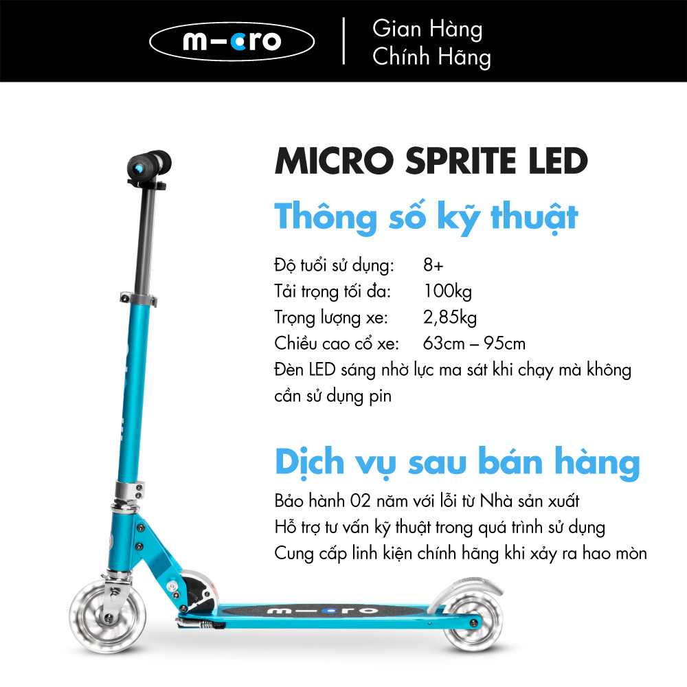 Xe trượt scooter Micro Sprite LED (phiên bản bánh xe đèn LED)