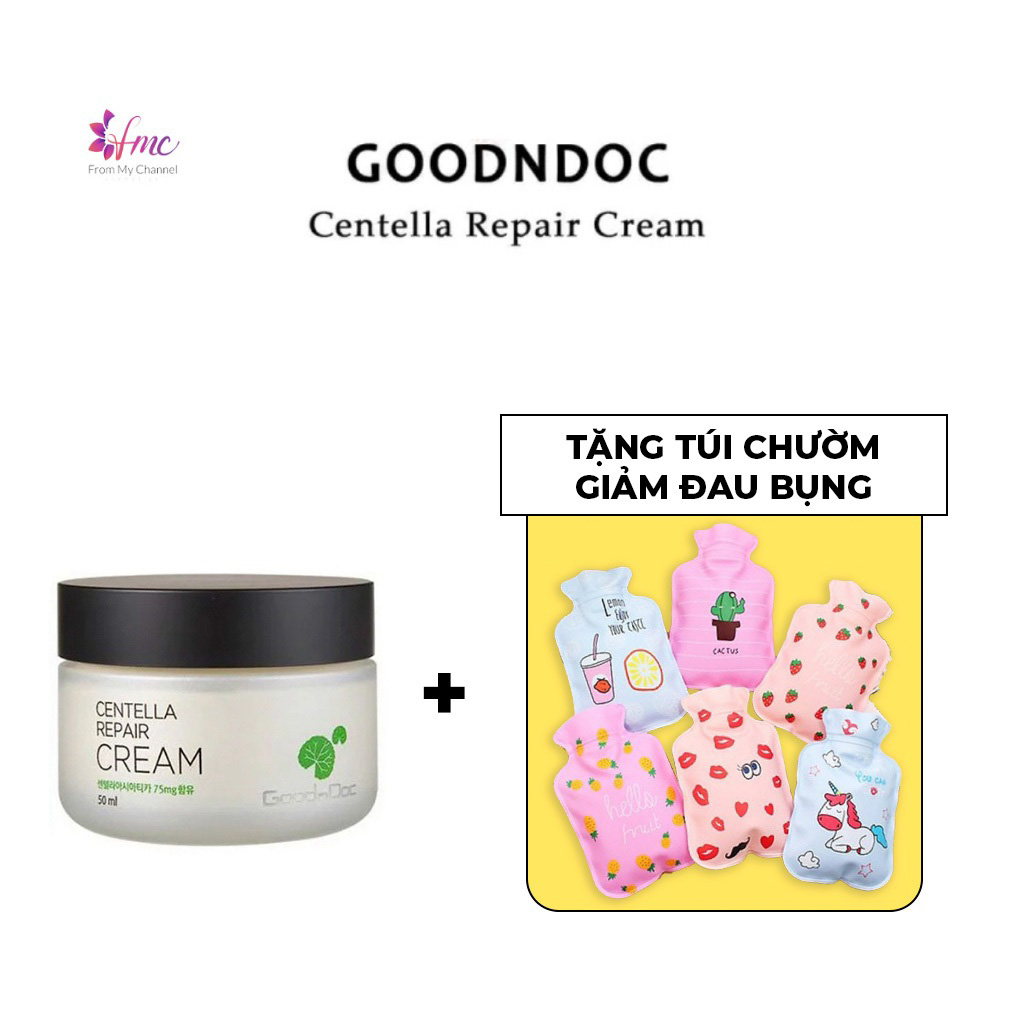 [MUA 1 TẶNG 1] Kem dưỡng trắng da rau má GoodnDoc Centella Repair Cream 50ml + Tặng 1 túi chườm giảm đau bụng