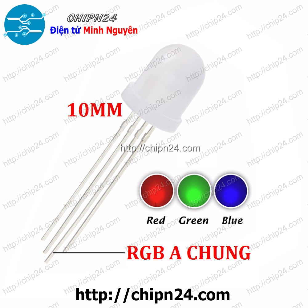 [5 con] (TK1) Led 10mm Đục 7 Màu RGB 4 chân A chung