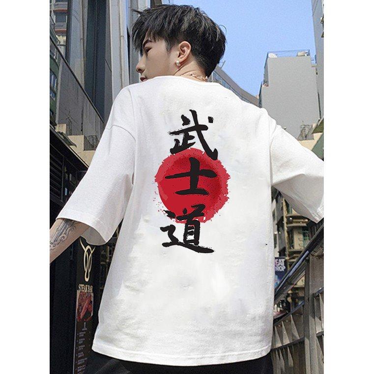 [Hoàn Tiền 15%] Áo thun nam tay lỡ chữ kiểu Samurai form rộng vải dày mịn TEEVNT1828