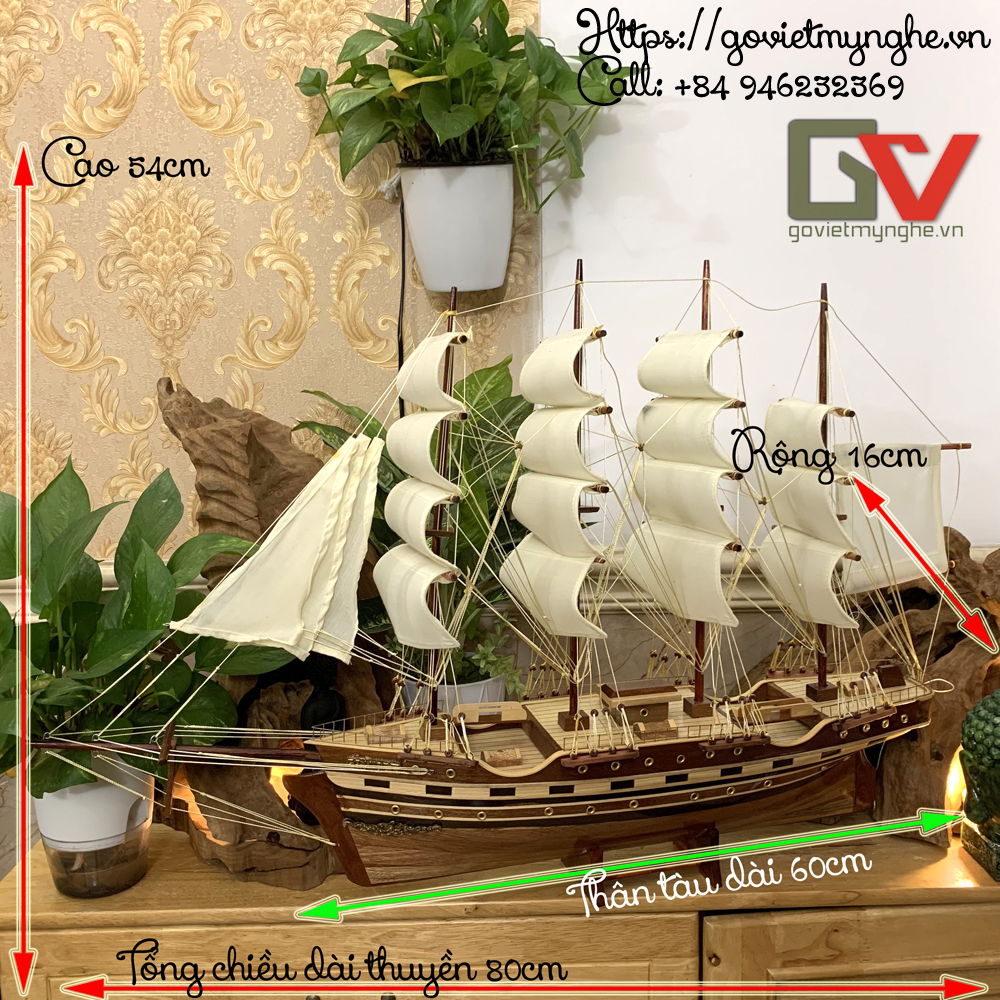 France II cargo ship craft decoration boat model-60cm long boat-yellow white sailing-tree wood
