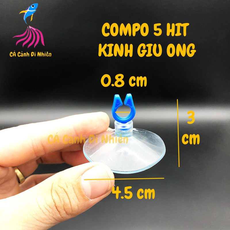 Bộ 5 hít kính giữ ống DÂY 8 mm cho hồ cá cảnh