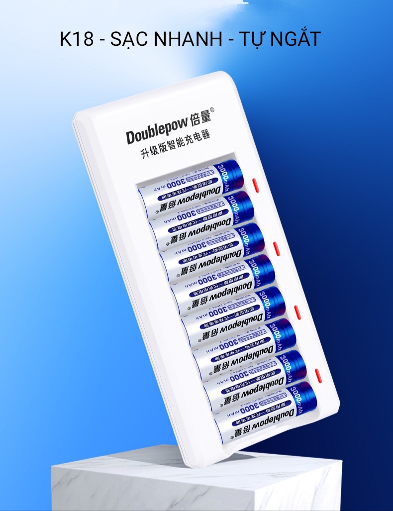Pin sạc aa Doublepow ( Bộ sạc K18 và Pin 3300mAh)