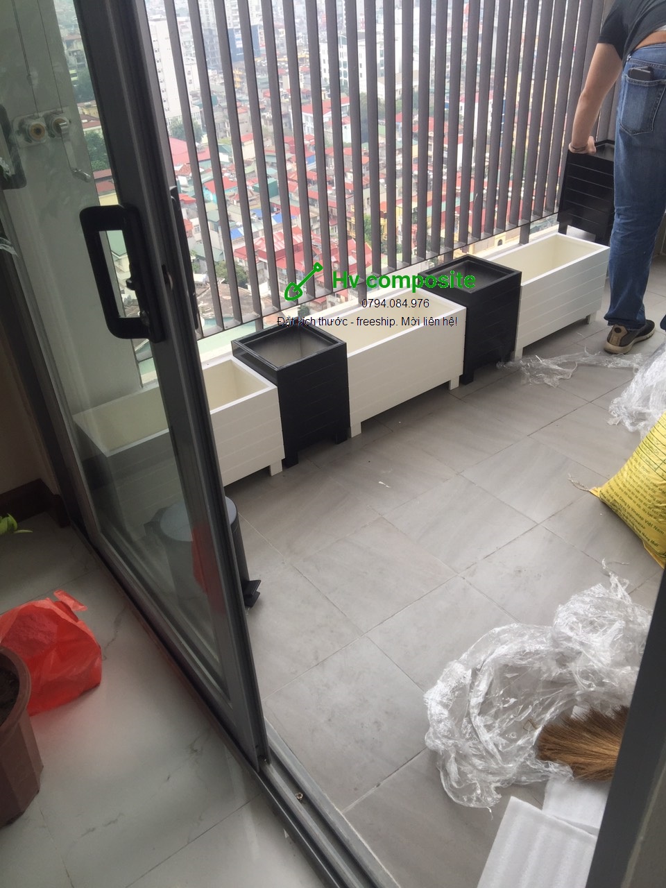 chậu kẻ chỉ composite chống nước (50x20x25)