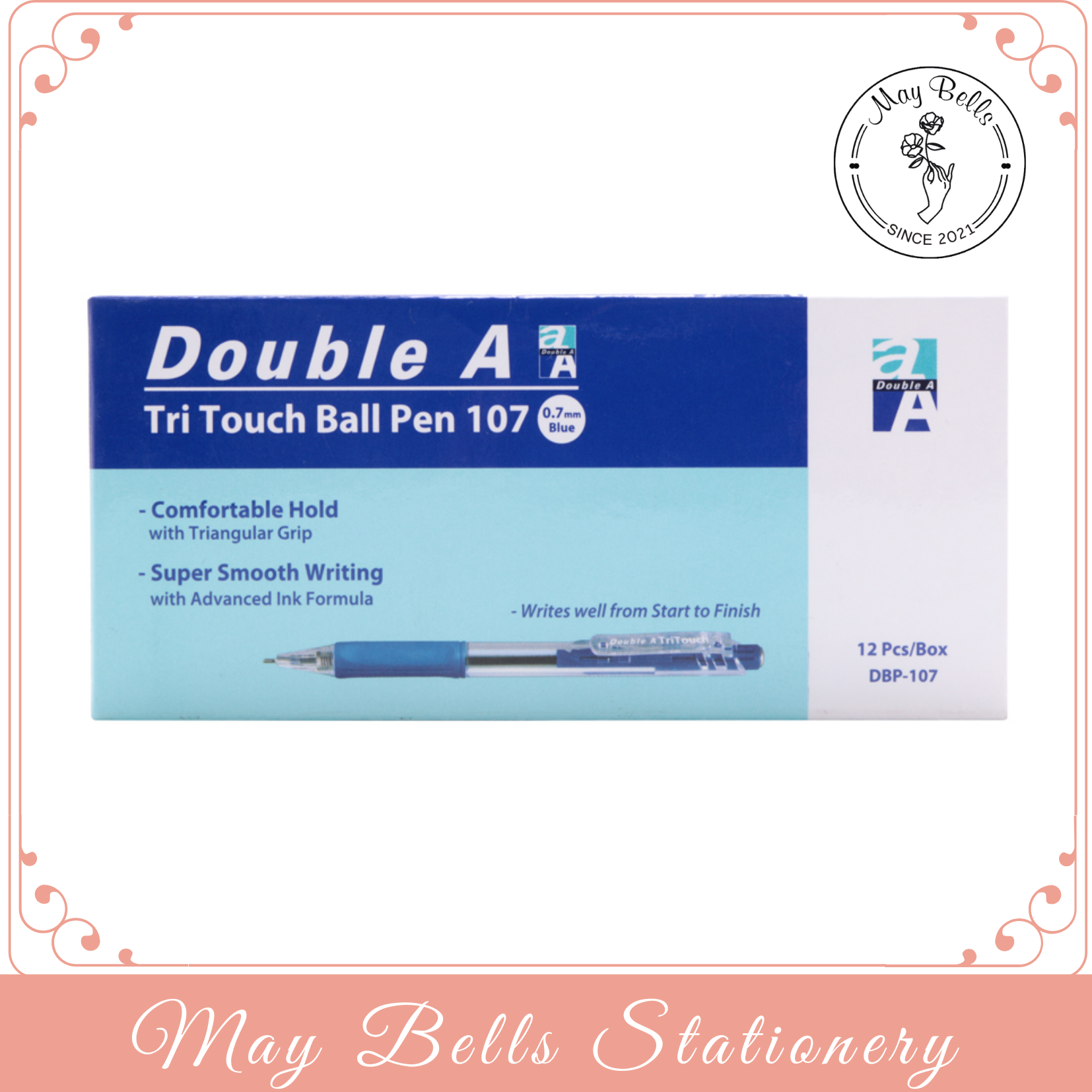 Bút bi Double A Tritouch [Hộp 12 cây] đầu bút 0.7mm