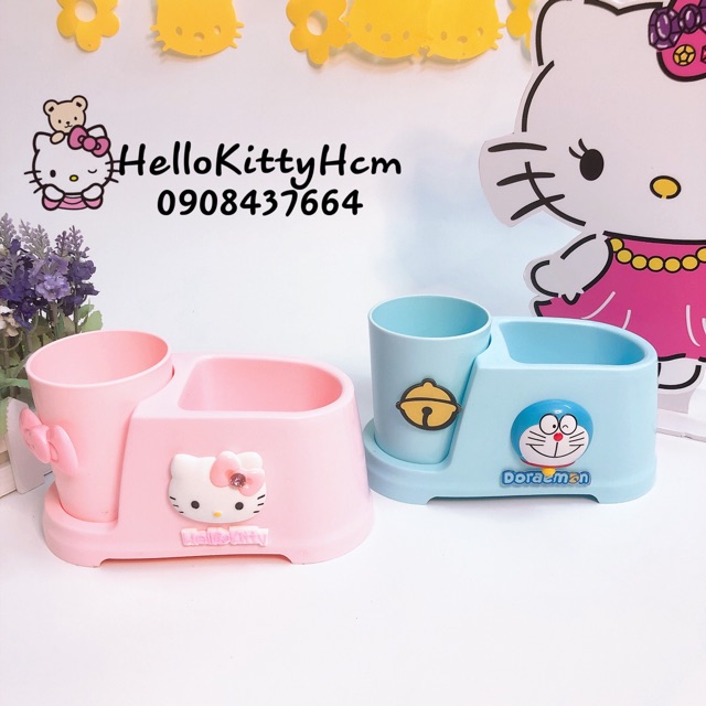 [HCM]Khay Cắm Bàn Chải Kem Đánh Răng Kitty Và Mon