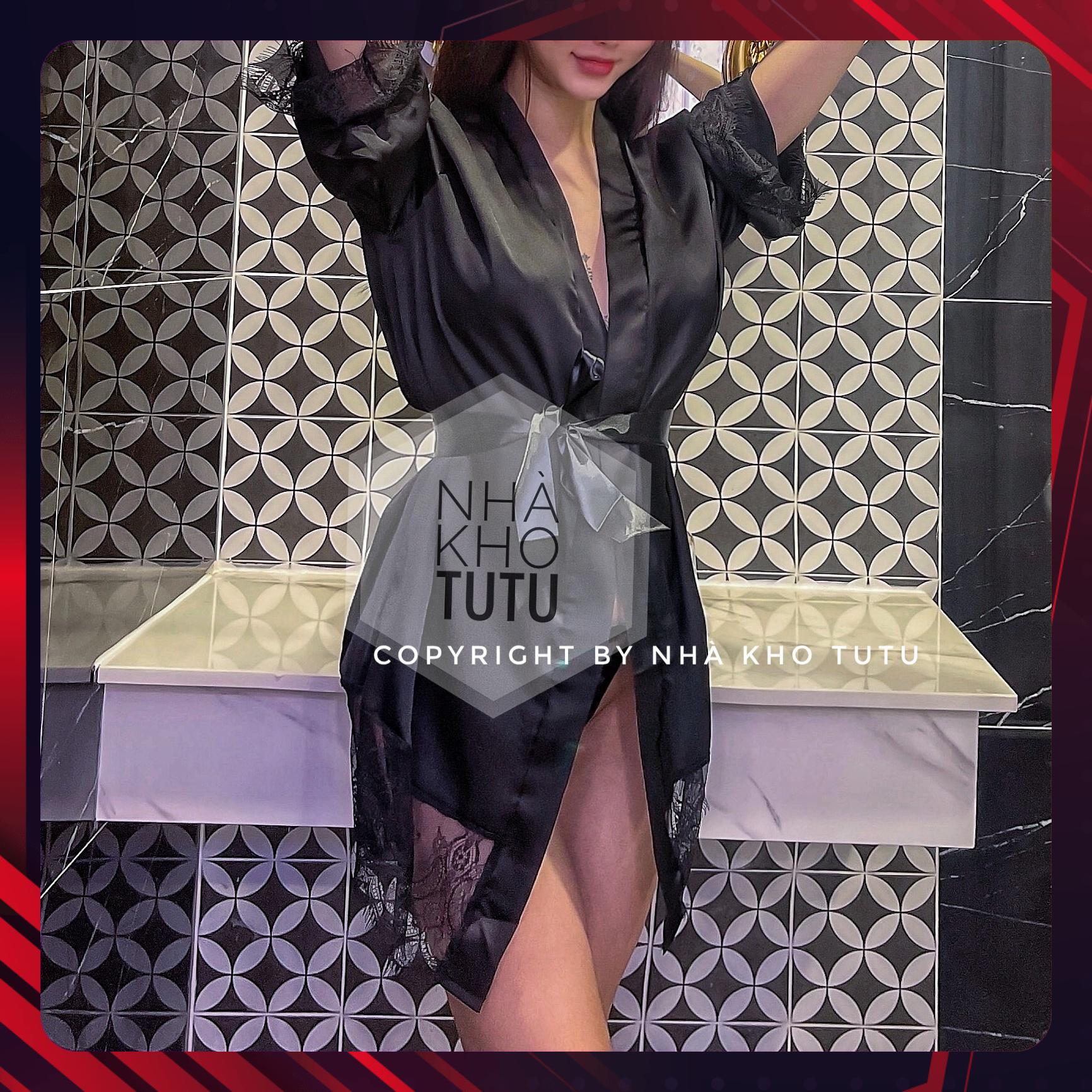Áo choàng ngủ Lụa Satin Mix ren đẳng cấp S009 (Không kèm nội y)