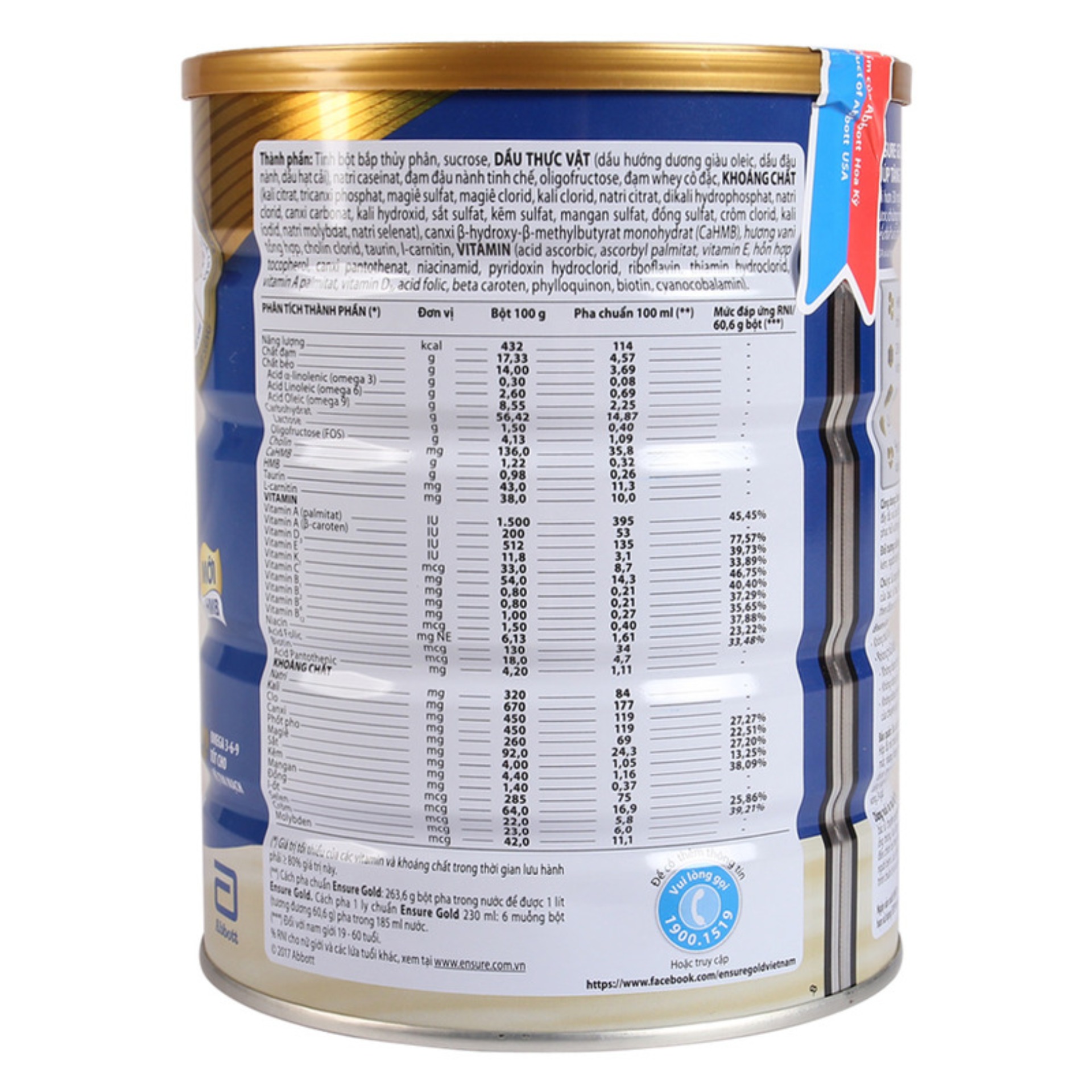 [HCM]Bộ 2 sữa bột Ensure Gold 380g