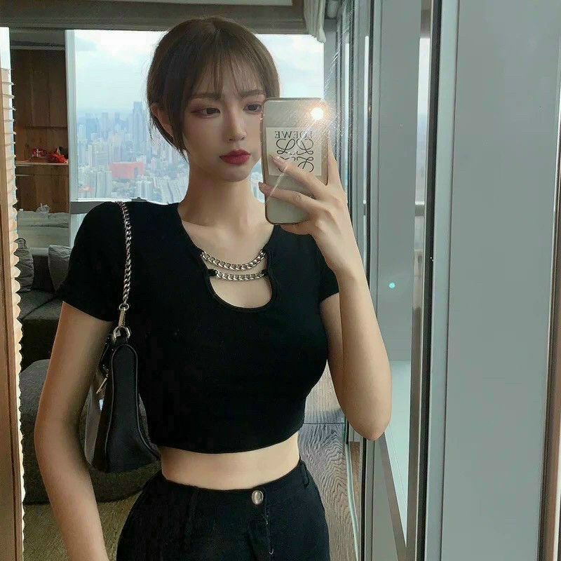 ÁO KIỂU CROPTOP DÂY XÍCH SIÊU TÔN DÁNG ,.....