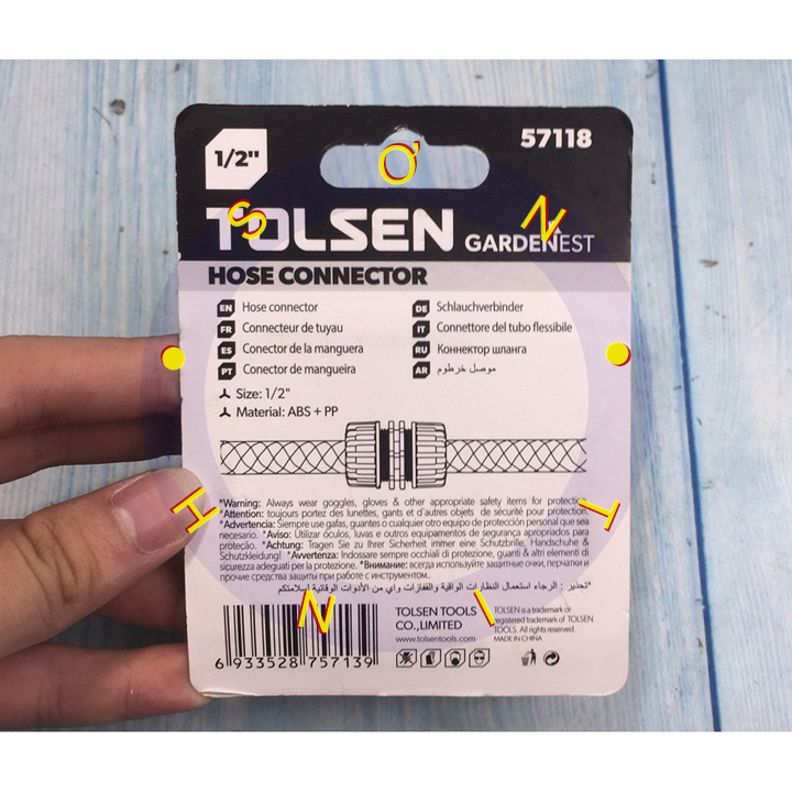 57118 đầu nối ống 1/2" tolsen