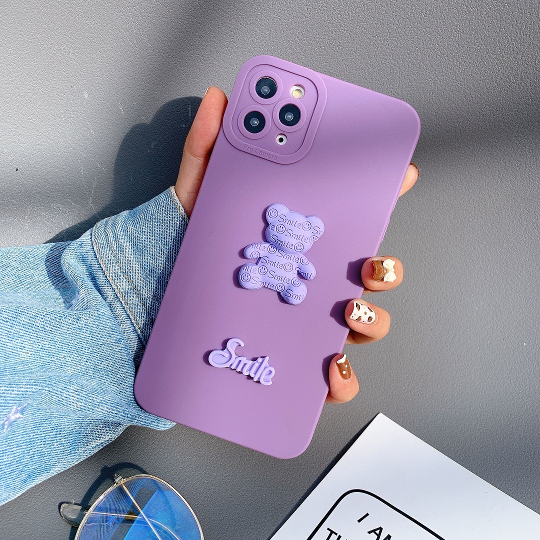 Ốp Lưng Basic Camera Nổi - Mẫu Gấu Smile Nổi
