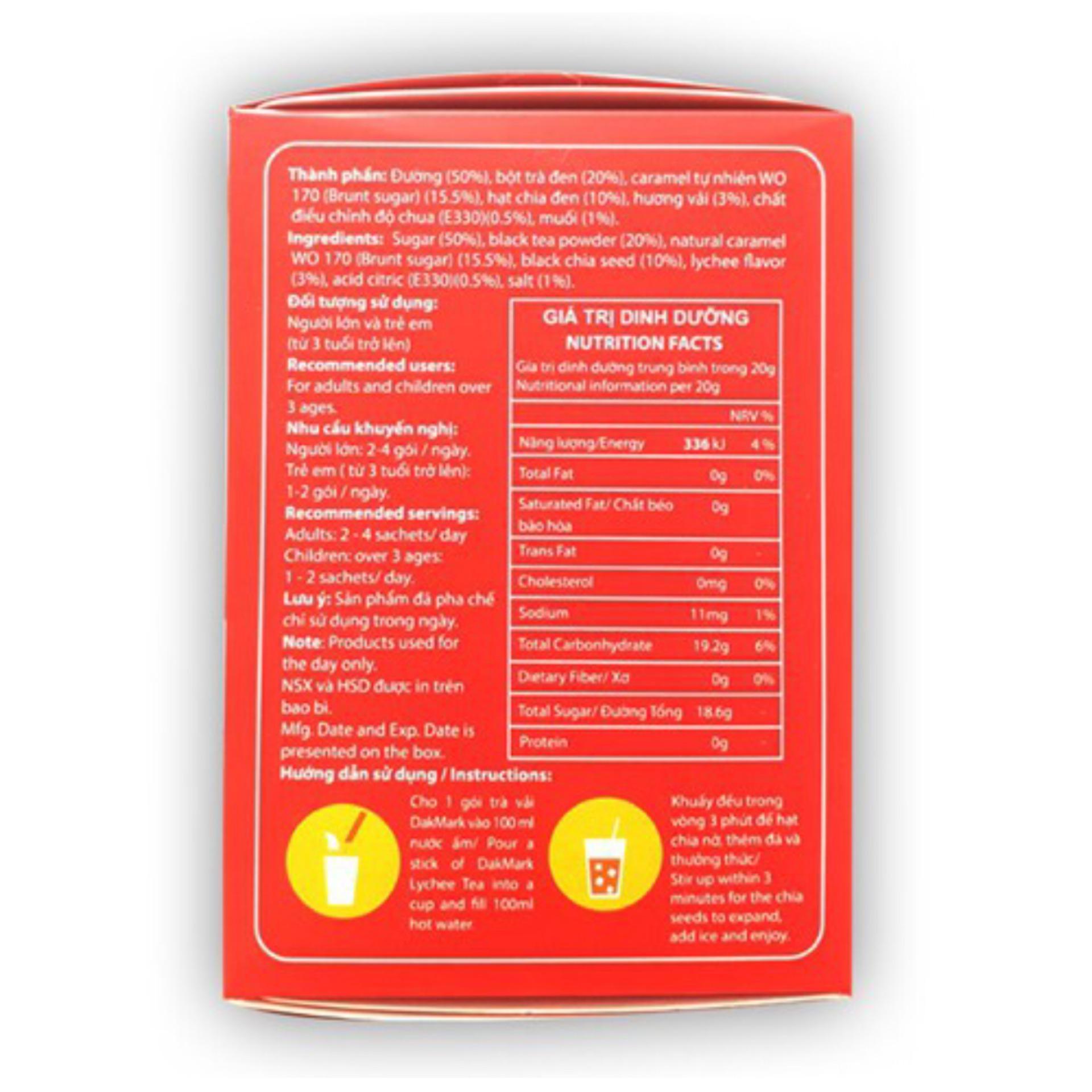 Trà hòa tan Vải hạt Chia DakMark