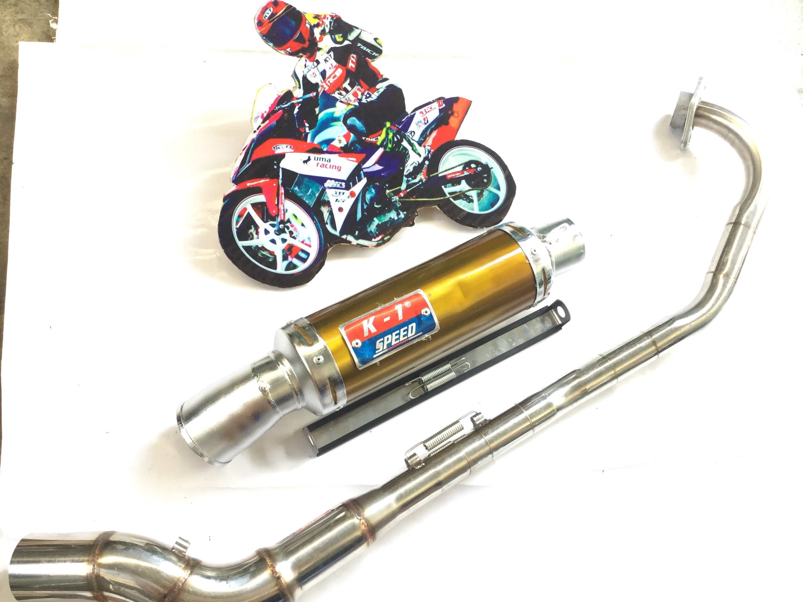 Pô k1 vàng - cổ 2 khúc cong exciter 135