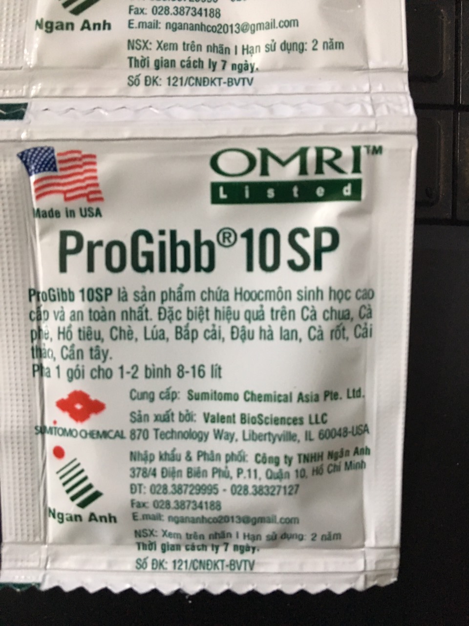 Phân bón lá PROGIBB 10SP GA3 MỸ 2 Gói 1g