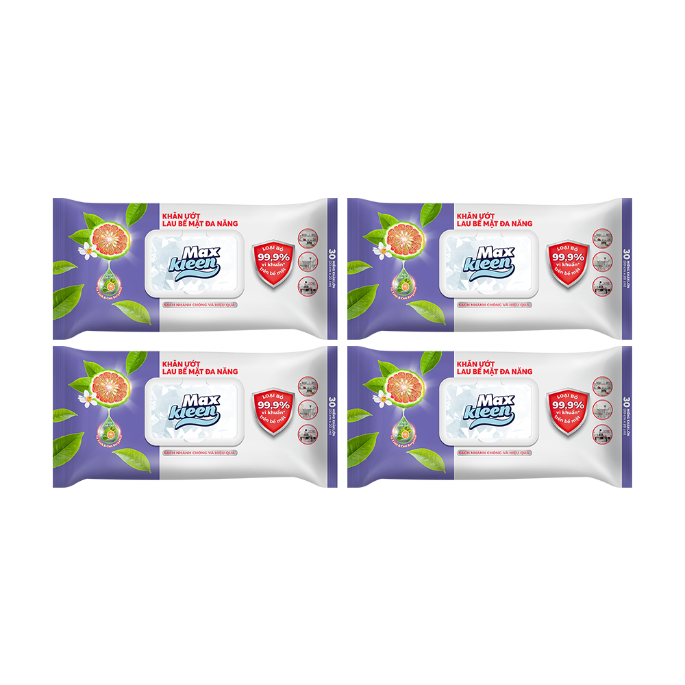 Combo 4 Khăn Ưót Lau Bề Mặt Đa Năng MaxKleen