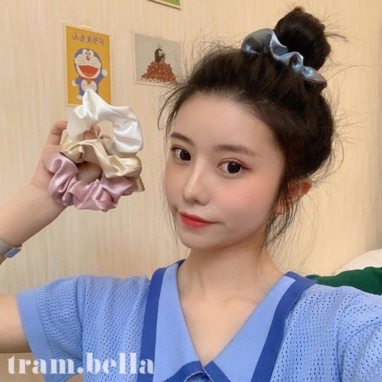 Cột tóc vải màu trơn - Trâm Bella