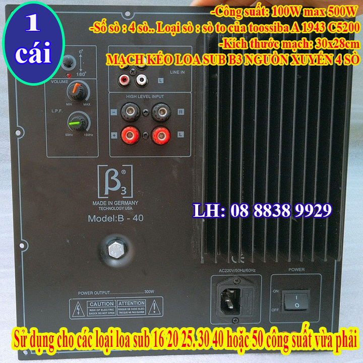 MẠCH KÉO LOA SUB B3 NGUỒN XUYẾN 4 SÒ CAO CẤP