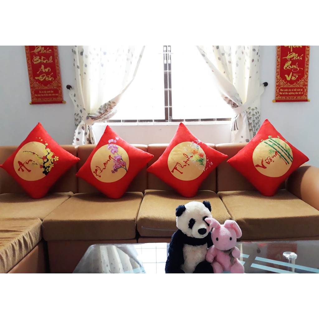 Set 4 Vỏ gối An Khang Thịnh Vượng đỏ