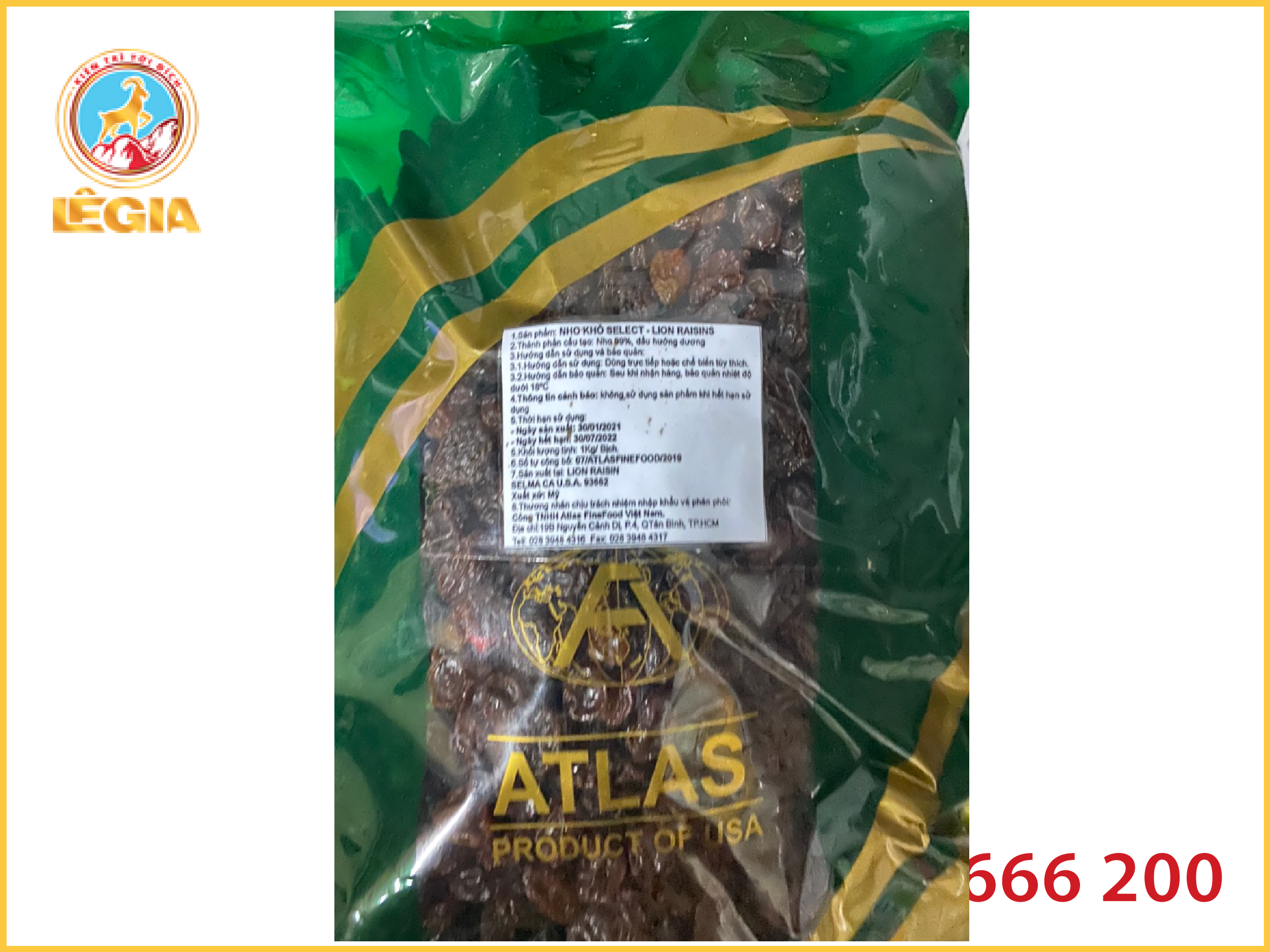 [HCM]Nho khô đen Select Lion Raisins 1kg
