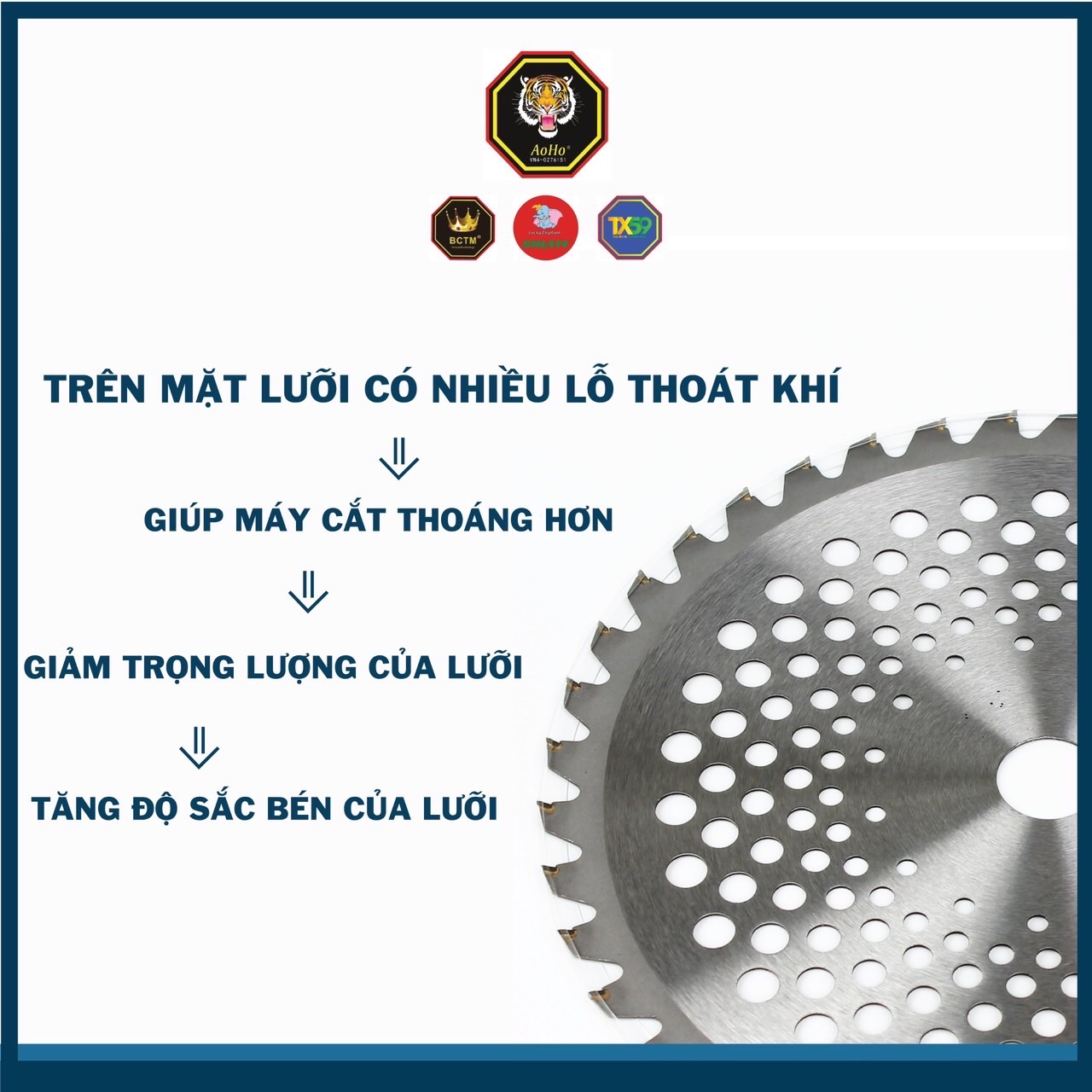 LƯỠI CẮT CỎ HỢP KIM - AOHO - LƯỠI TRÒN SẮT BÉN