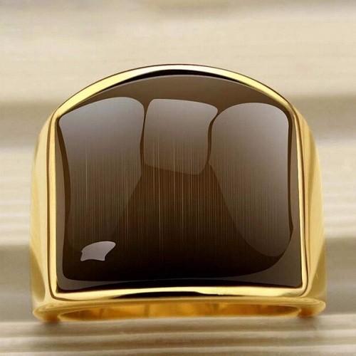 Nhẫn đá mắt hổ titan mạ vàng 24k
