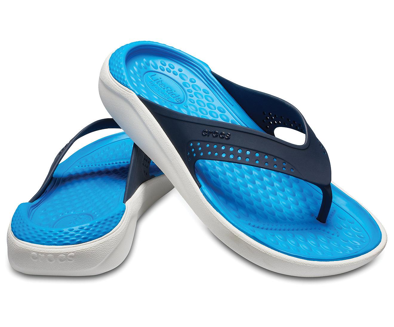 Dép xỏ ngón Crocs LiteRide siêu êm (Blue/trắng)
