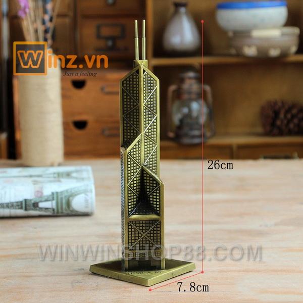 Mô hình tháp Ngân Hàng cao 26 cm (màu vàng rêu)