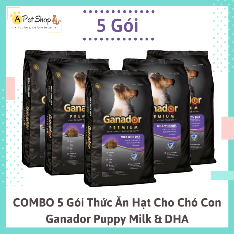 [Combo giá rẻ] 5 gói Thức ăn chó con Ganador vị sữa và DHA - Ganador Puppy Milk With DHA - A Pet Shop