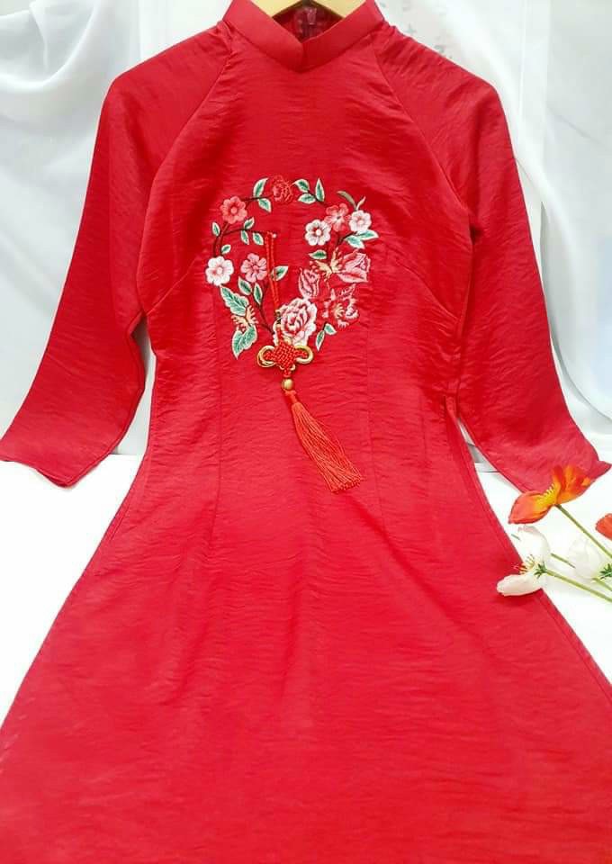 Áo Dài Truyền Thống  Áo Dài Cách Tân May Sẵn Vải Tafta Cao Cấp Kèm Chân Váy Mềm Mại Dịu Dàng