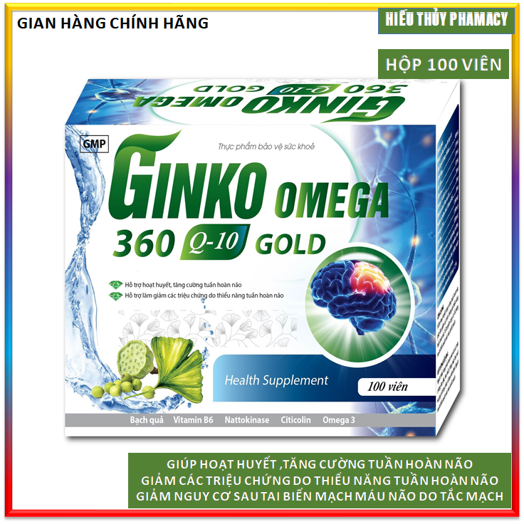 VIên uống bổ não Ginko Ome.ga 360mg Q10 - Giúp tăng cường lưu thông máu não