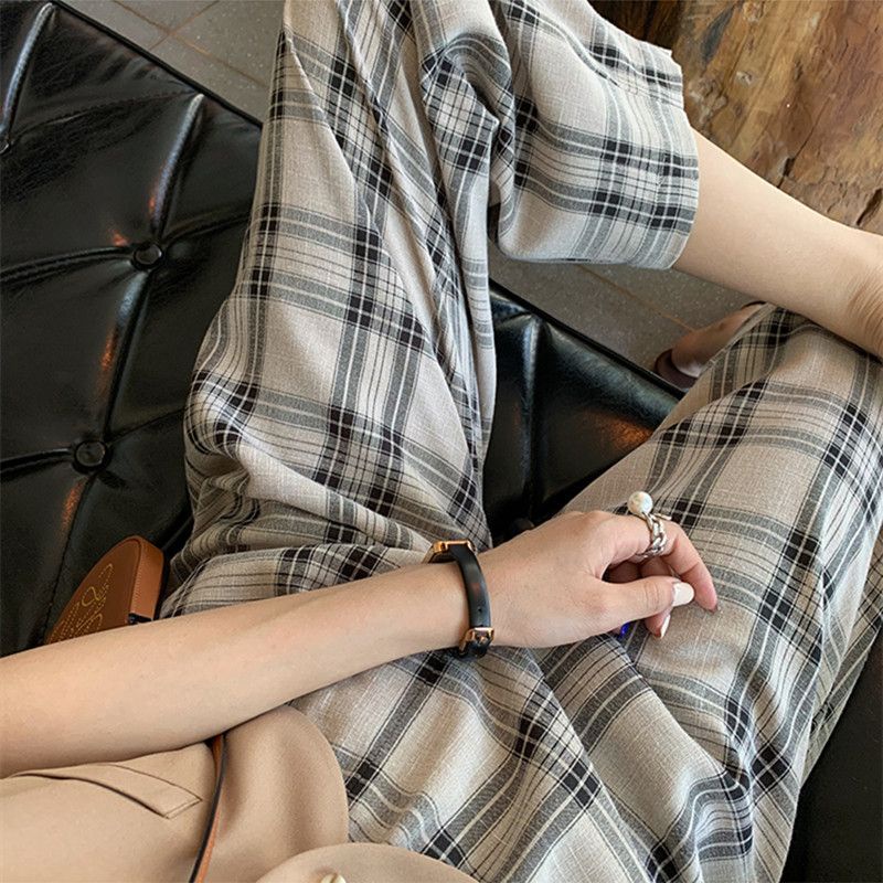 Quần Baggy Kẻ Caro Basic Thời Trang Dành Cho Nữ
