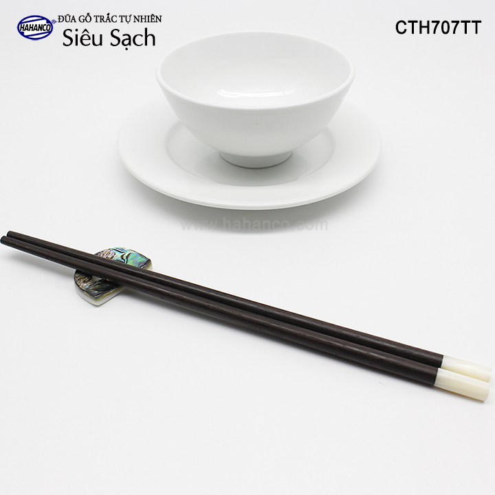 Đũa gỗ Trắc đầu xà cừ  - CTH707TT - (Hộp 10 đôi tròn đẹp) gỗ Trắc tự nhiên - Chopstick of HAHANCO