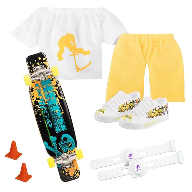 Finger Skateboard Set Finger Scooter Mini Skateboard with Pants and Shoes Interactive Finger Toy Finger Board Accessories reasonable
