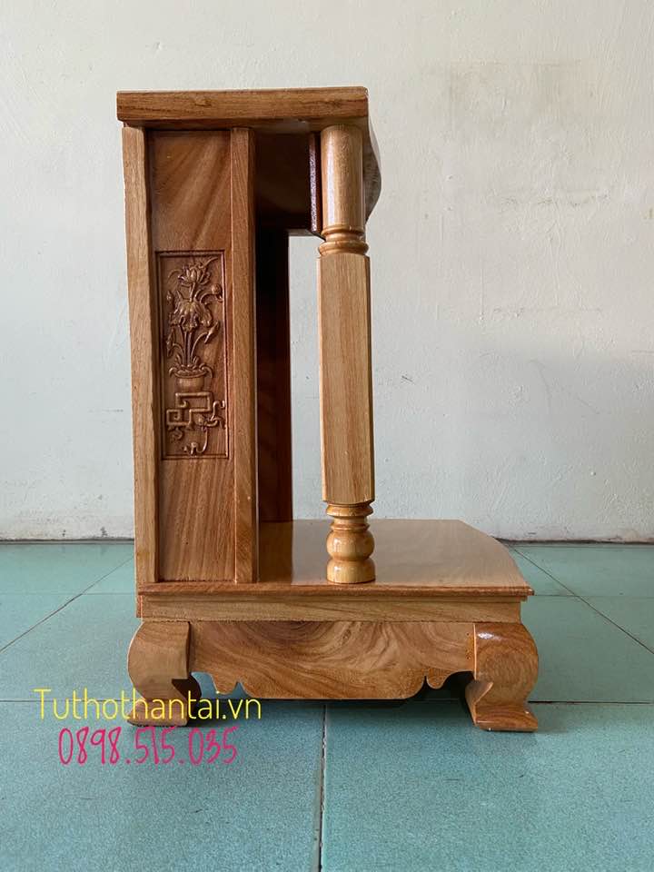 Bàn thờ thần tài cột vuông 40 x 60cm - Gỗ Gõ Đỏ