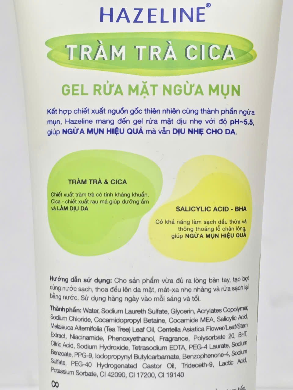 Sữa Rửa Mặt HAZELINE Yến Mạch Dâu Tằm Tràm Trà Cica Nghệ Hoa Cúc 100g