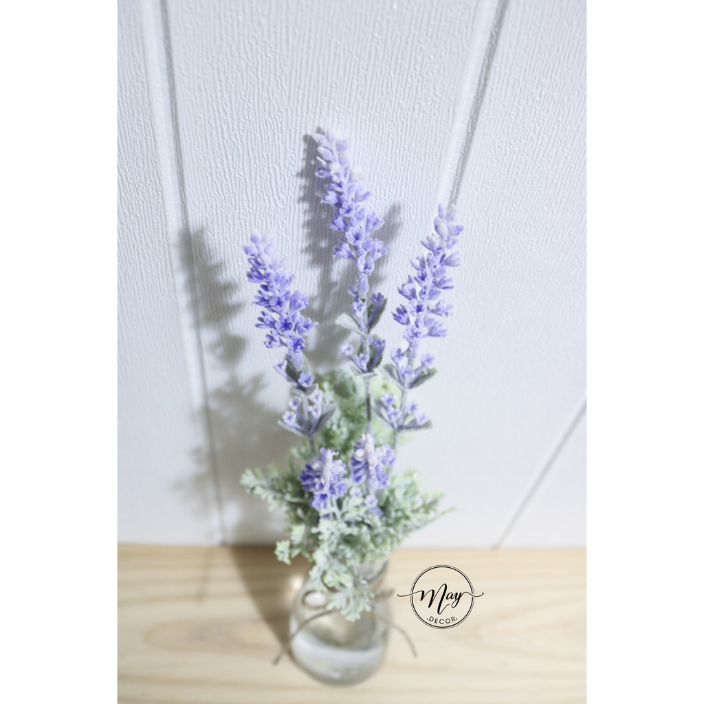 Hoa giả - Lọ hoa lavender phấn tuyết cao cấp