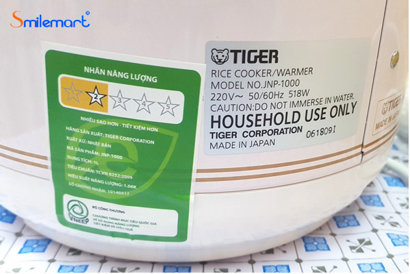 [BH chính hãng 12 tháng] Nồi cơm điện Tiger JNP-1000, 1L (2-4 người), 518W