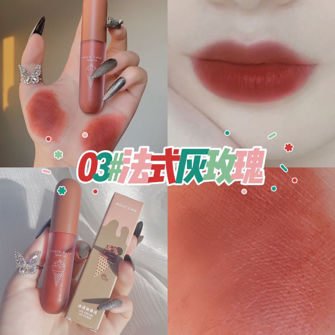 Son Môi Lì MAGIC CASA,Kem Lì Matte Velvet Matte Lip Glaze  Lâu Trôi ,Không Phai-(Tặng Quà)