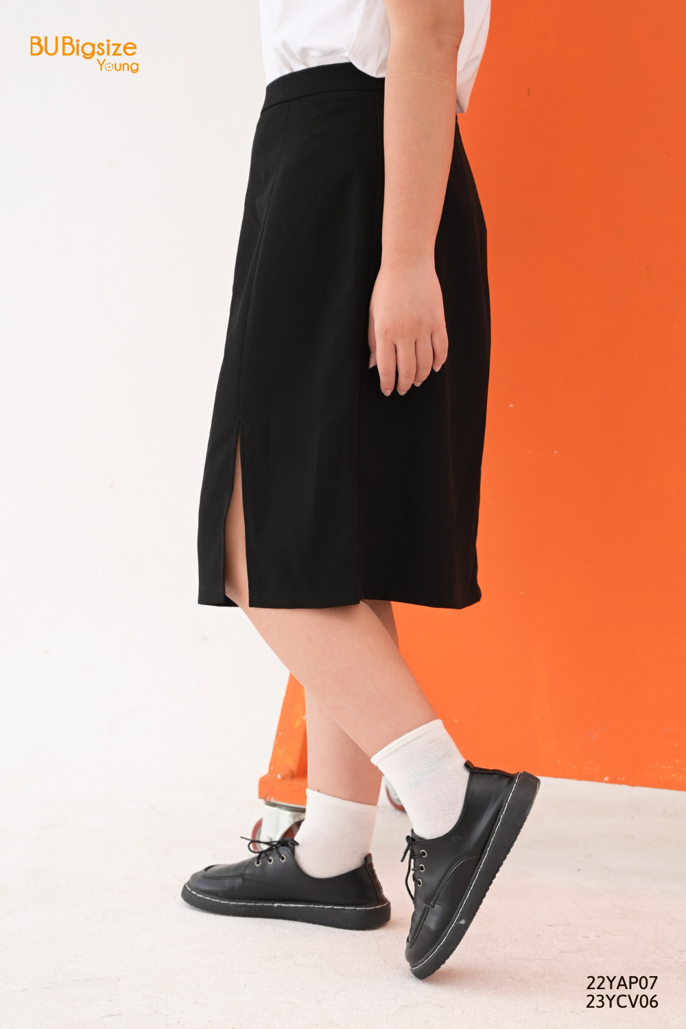Chân váy dài basic xẻ gấu BIGSIZE (55kg đến 95kg) - 23YCV06 - [BU Bigsize Young]