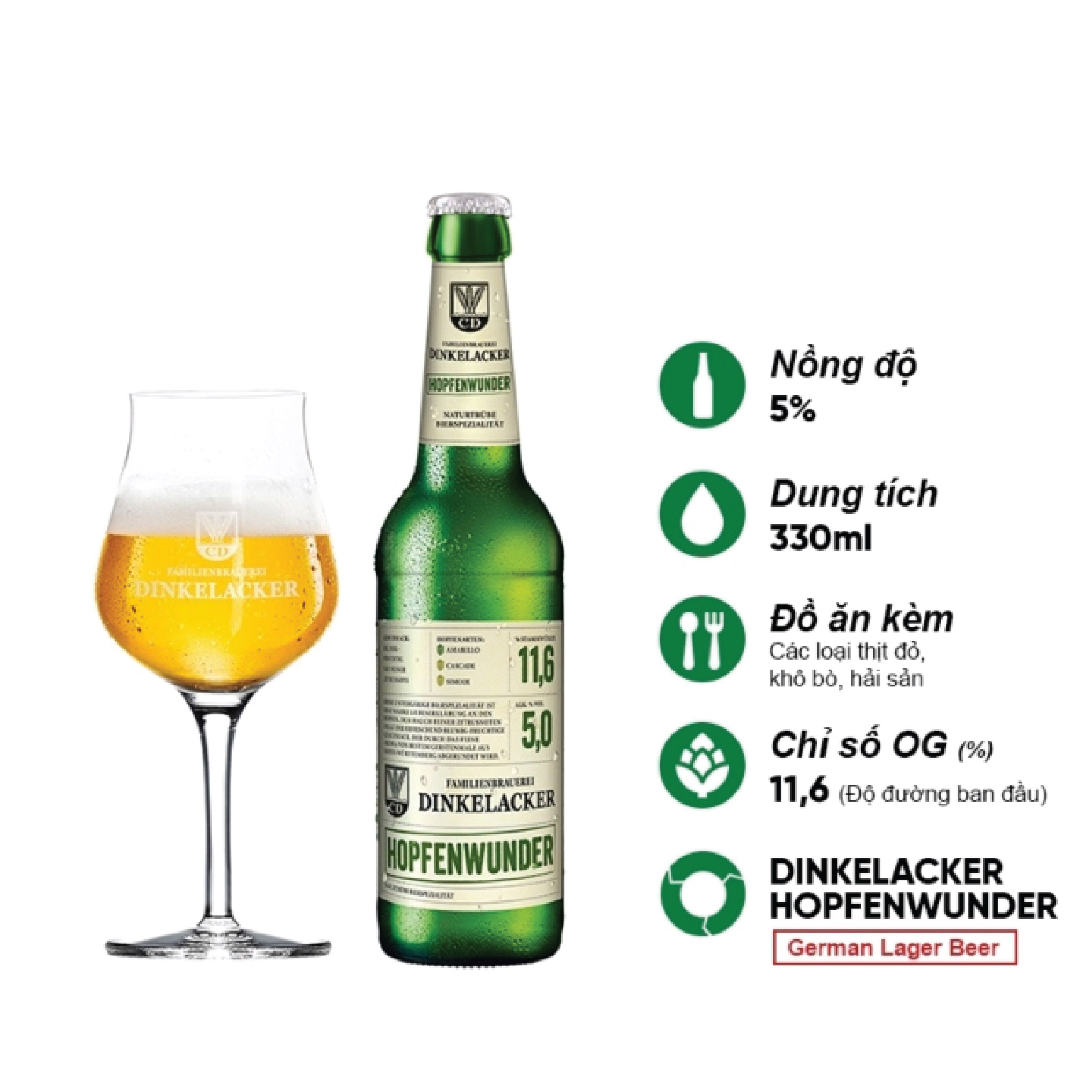 Bia Dinkelacker Hopfenwunder 5% – Chai 330ml