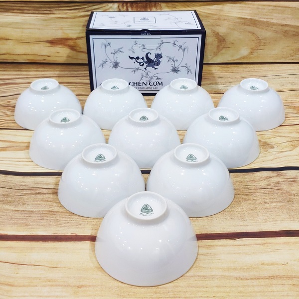 bộ 10 chén sứ trắng Minh Long - bộ 10 chén sứ trắng