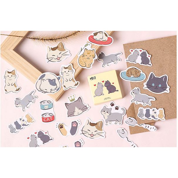 Bộ 46 Sticker Mèo Xinh Hàn Quốc dán trang trí E44