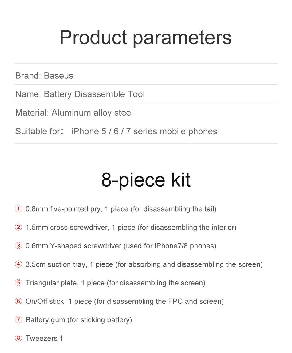 Dụng cụ thay pin Iphone 8/ 8 Plus Baseus 8 món