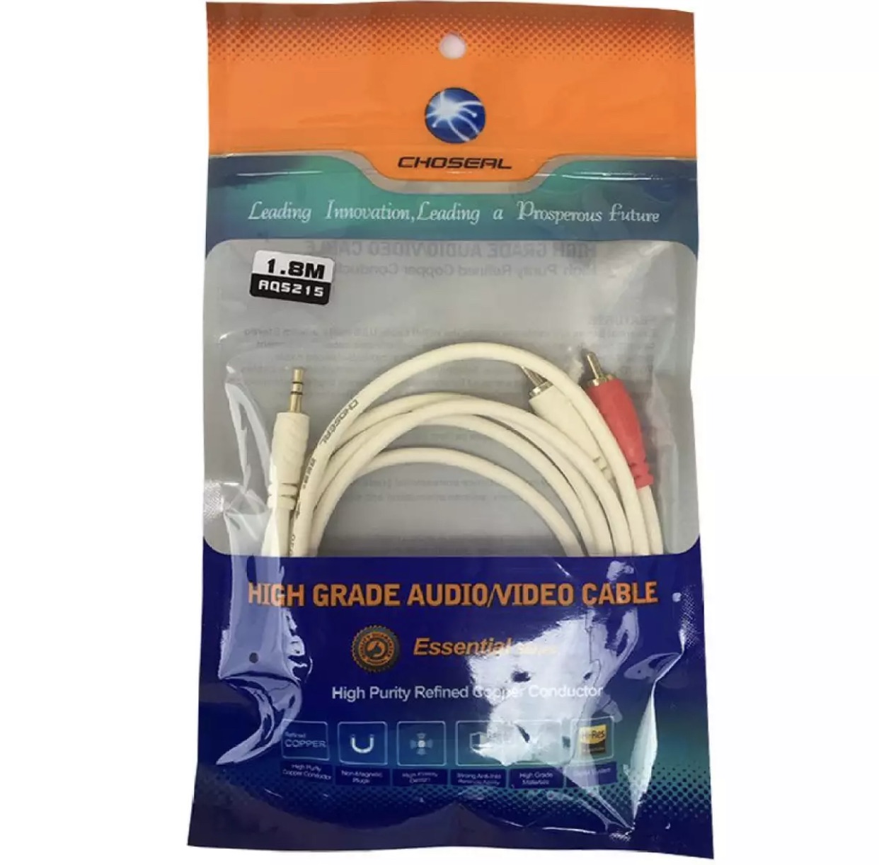 Dây loa 1 đầu 3.5 ra 2 AV CHOSEAL dài 1.8m