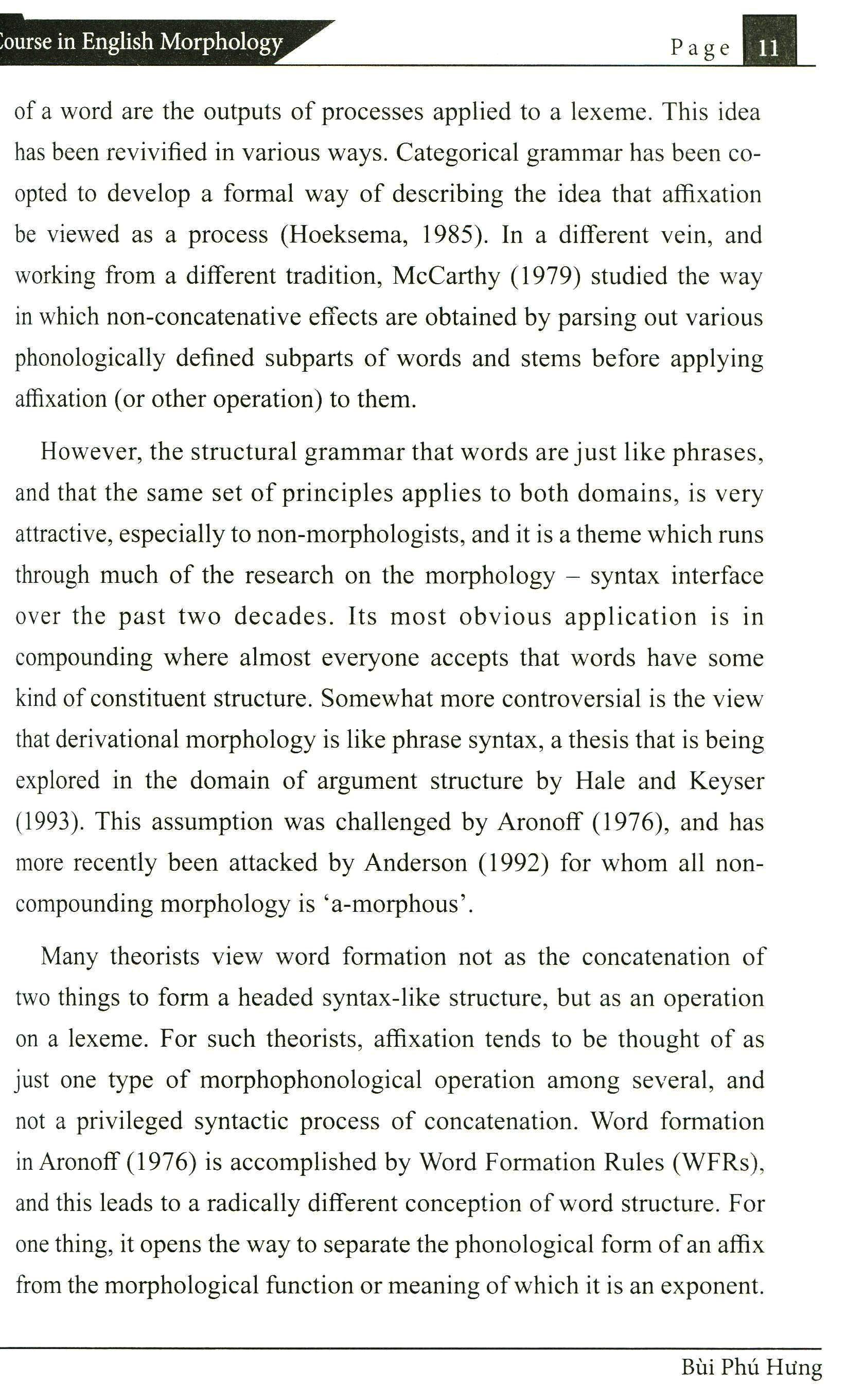 A Course In English Morphology - Bùi Phú Hưng
