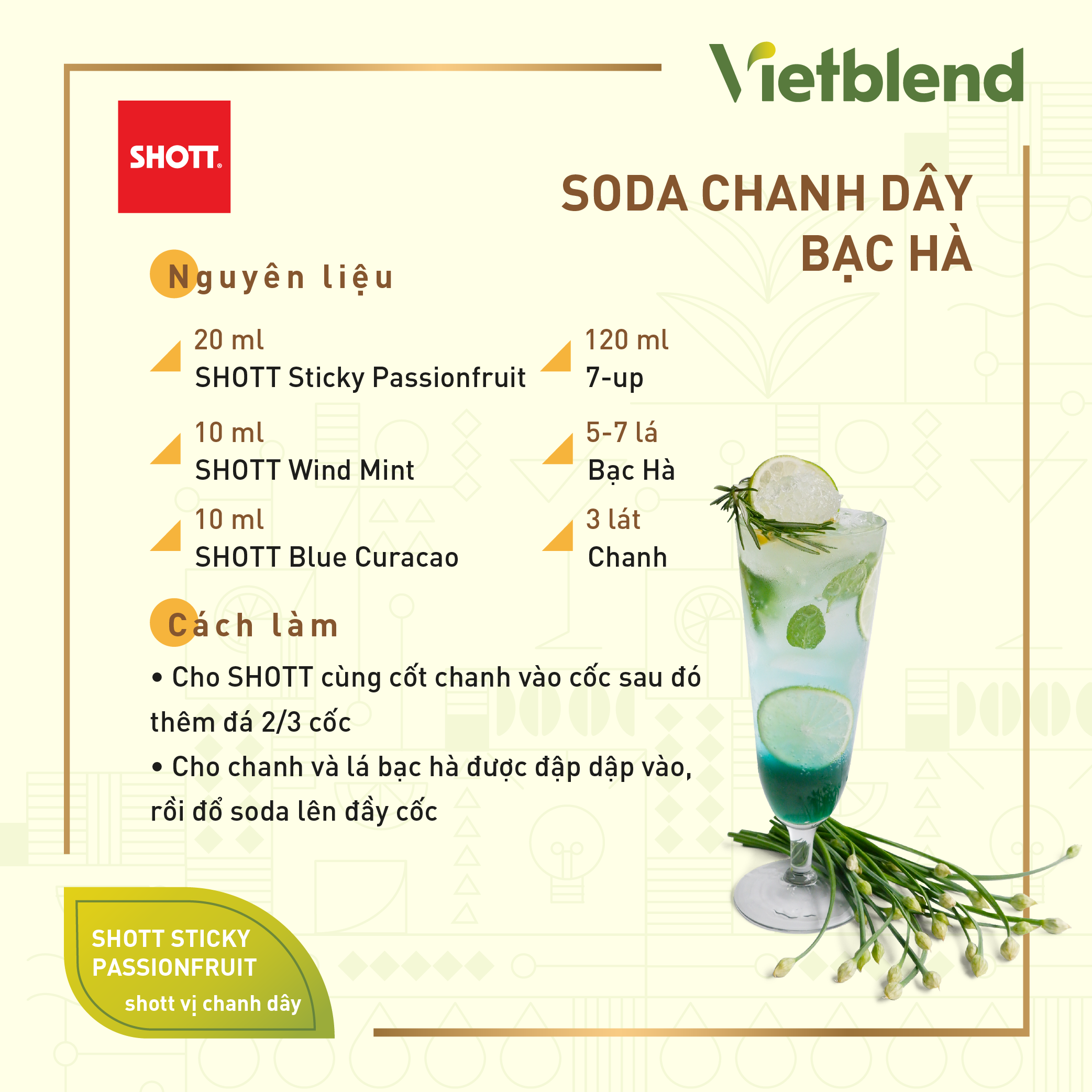 Syrup Pha Chế SHOTT - Vị Bạc Hà (Wild Mint) - Chai 1L