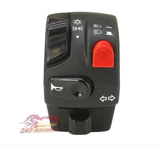 Cùm Công Tắc Trái Domino nút Đỏ gắn xe máy Sirius Exciter Wave Dream Sonic Satria...