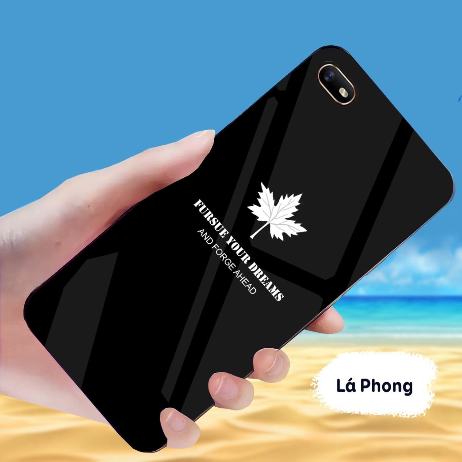 Ốp lưng oppo a1k, realme c2 mặt kính cường lực sáng bóng, cao cấp